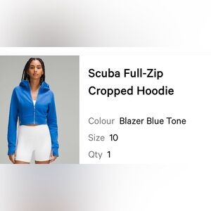 BLAZER BLUE LULULEMON CROPPED SCUBA SIZE 10